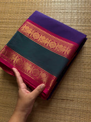 RF470 Purple shade Kanchi cotton saree with Annam pattern gap border
