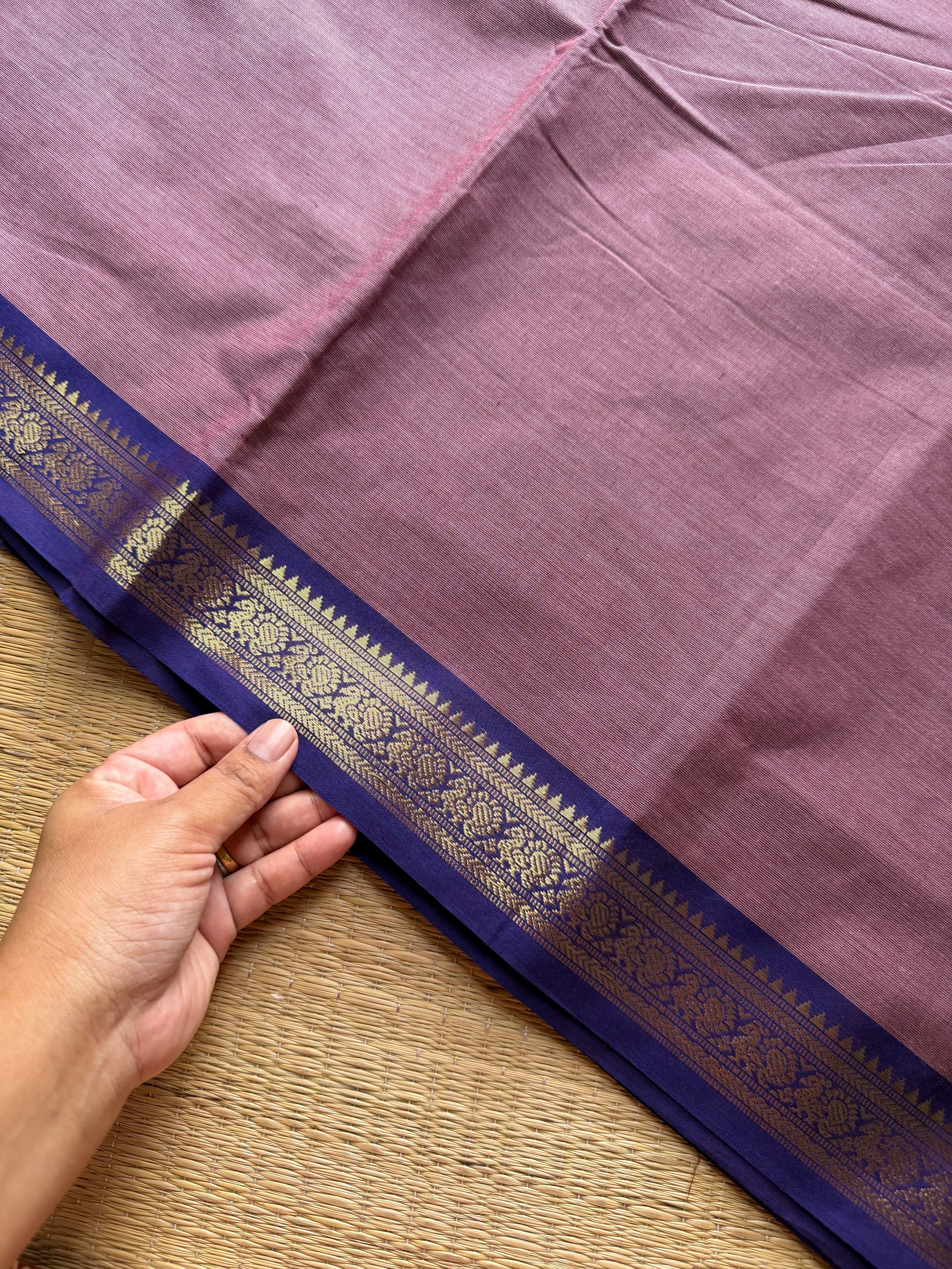 RF994 Light lavender shade ~ Small border Kanchi cotton saree