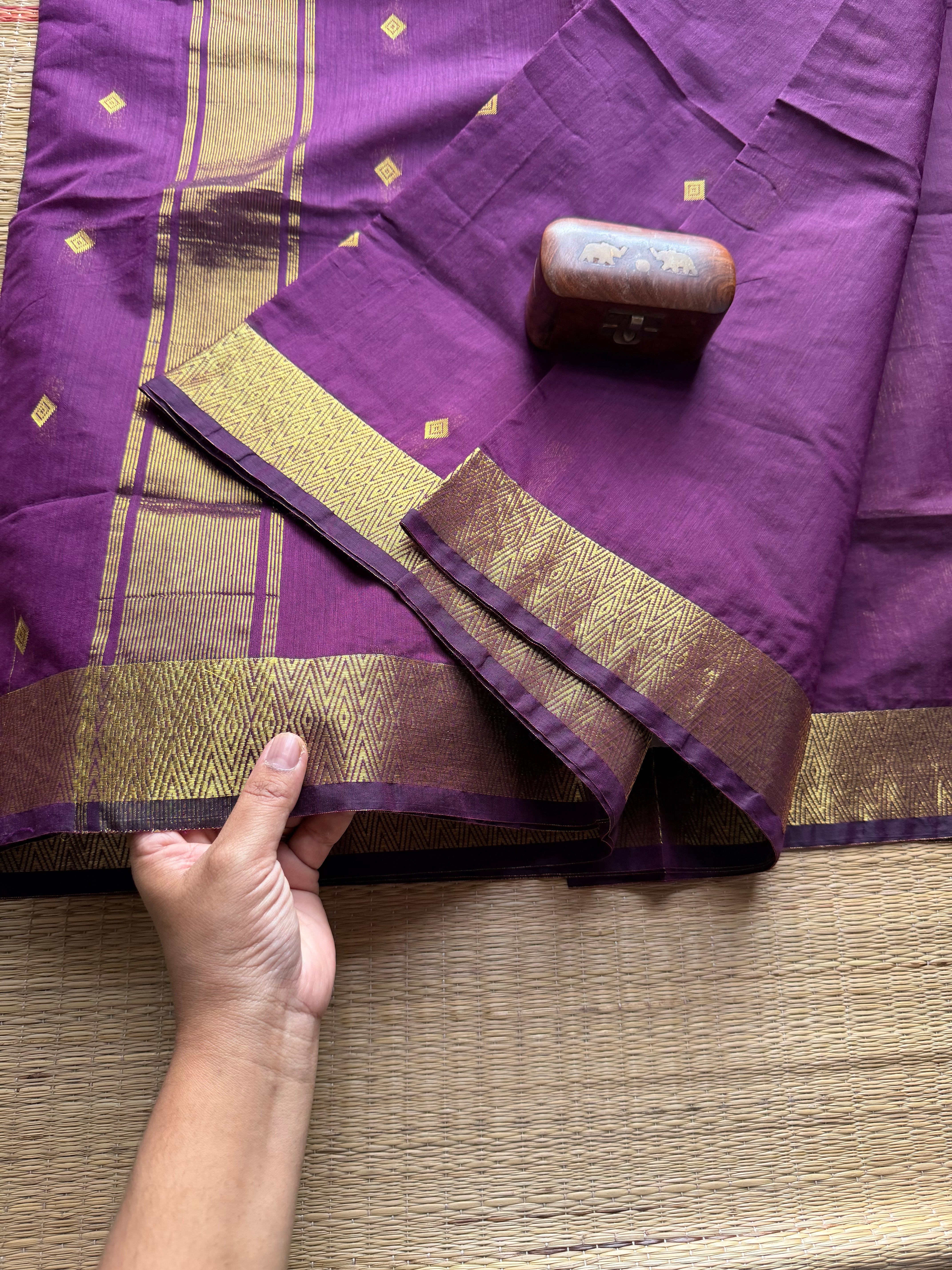 Monotone Purple Shade Maheswari Semi Silk Cotton