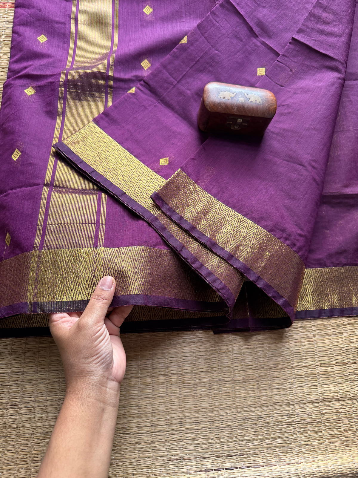 Monotone Purple Shade Maheswari Semi Silk Cotton
