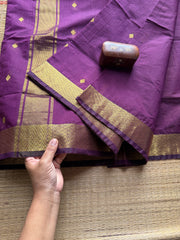 Monotone Purple Shade Maheswari Semi Silk Cotton