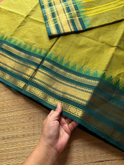 RF683 Thazhampoo border Kanchi cotton saree ~ Green