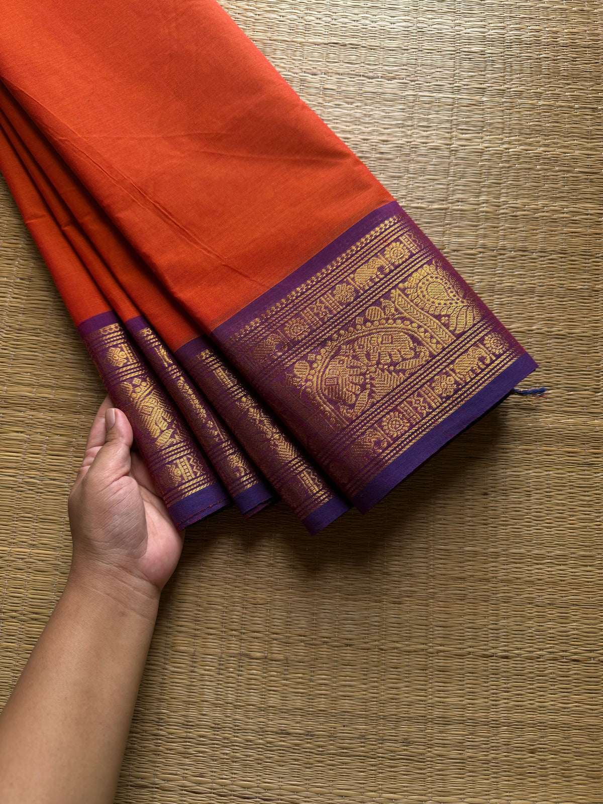 Orange shade Kanchi cotton saree ~ Silk Saree Inspired