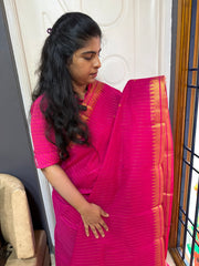 RF86 Premium & Classic Monotone Kanchi Cotton Saree With Vairaoosi pattern & handmade golden Zari Buttas
