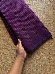 RF957 Purple ~ Soft Kanchi Cotton Saree with fully vertical thread lines Vairaoosi pattern