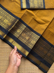RF1157 Mustard with black Kanchi cotton saree