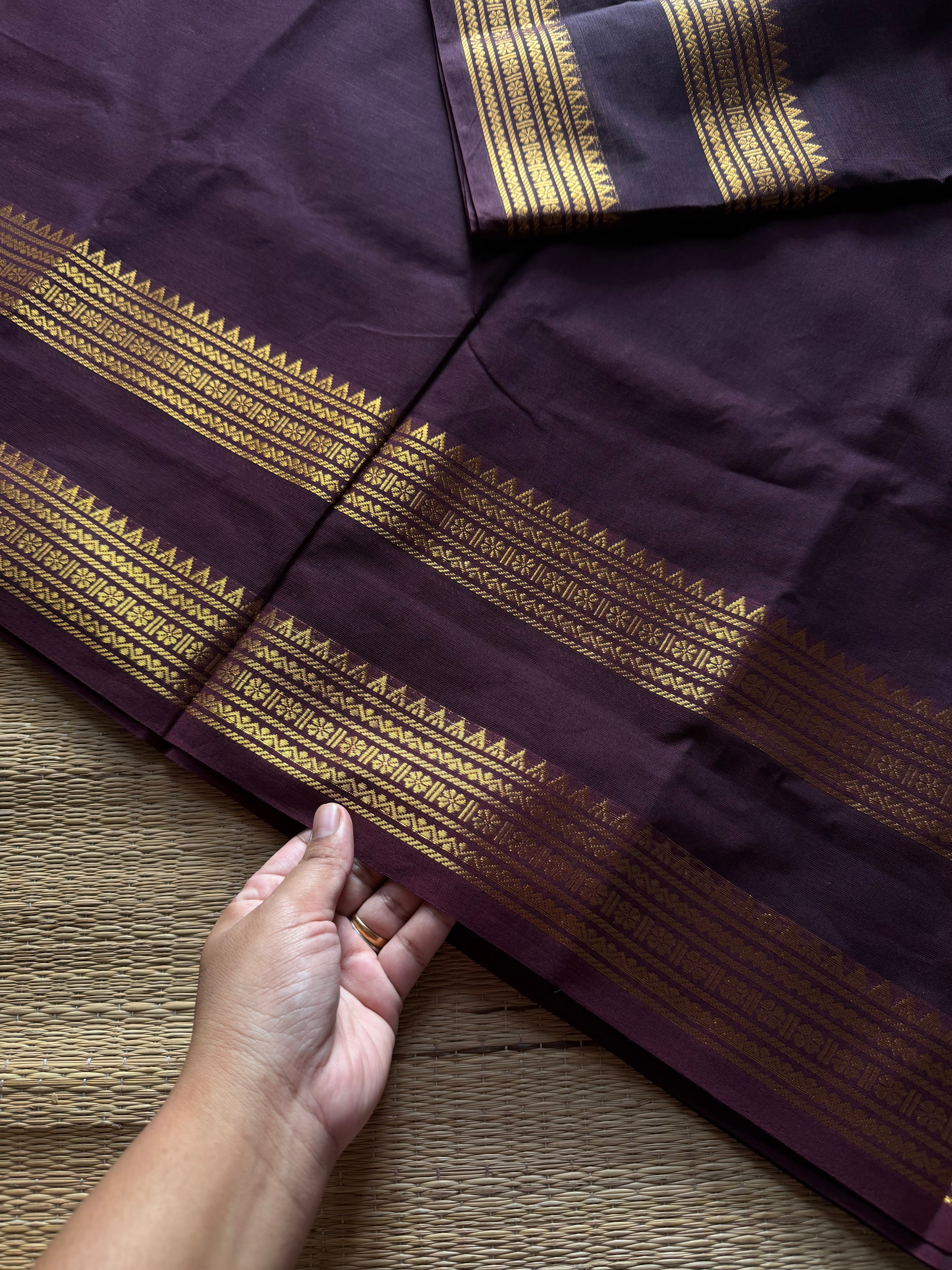 RF1292 Deep coffee brown ~ Silk saree inspired Kanchi cotton saree