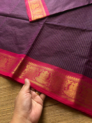 RF655 Purple shade Kanchi cotton saree ~ Vairaoosi pattern