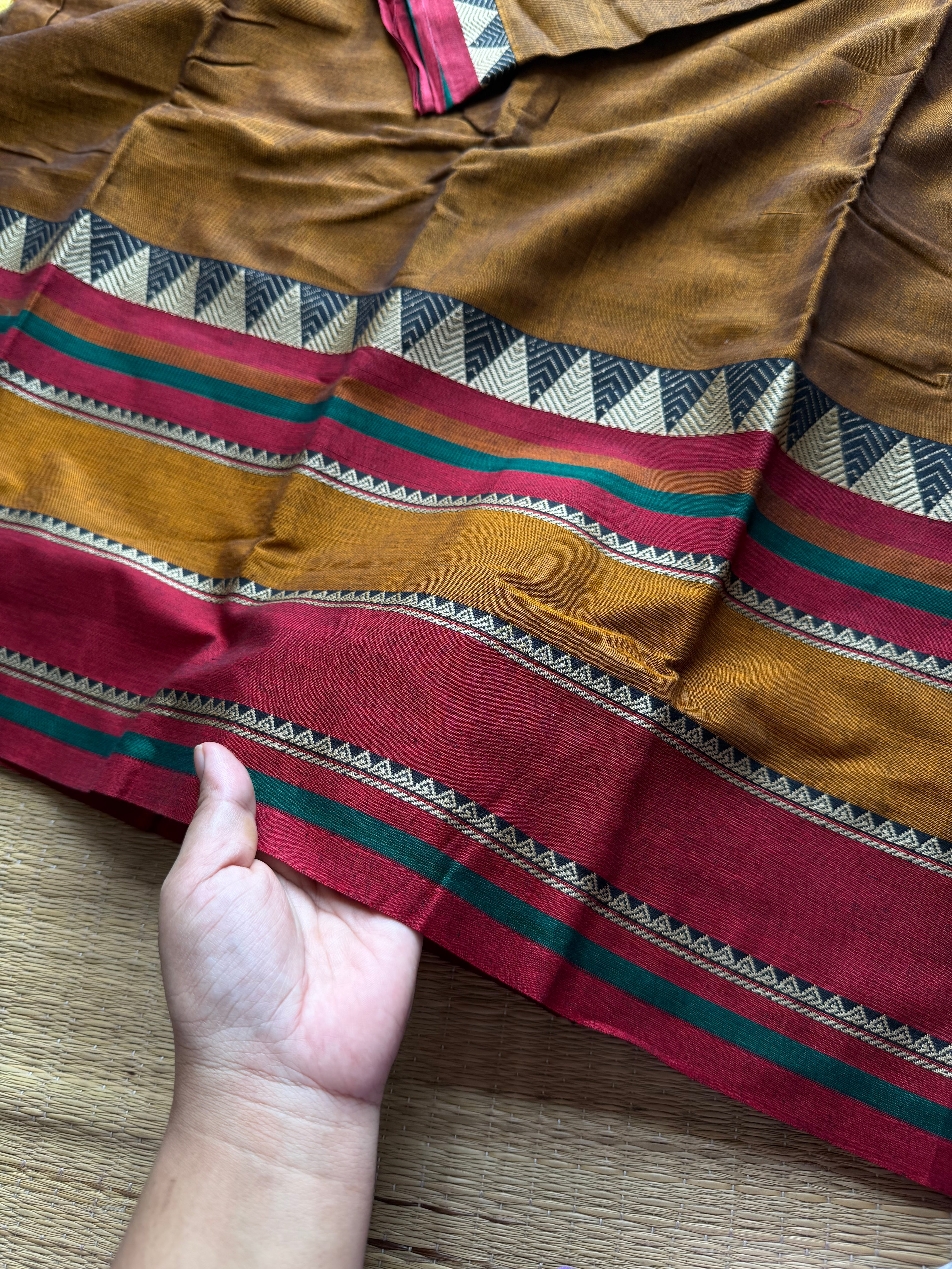 RF567 Honey shade Mercerised Narayanpet cotton saree
