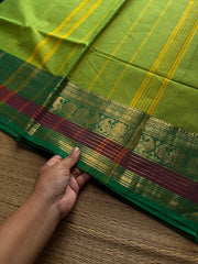 RF942 Parrot green shade ~ Silk saree inspired Kanchi cotton saree