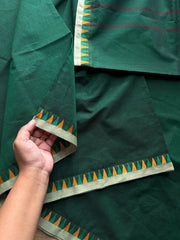 RF984 Green shade ~ Small thread border soft Kanchi cotton saree