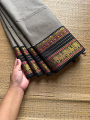 RF937 Grey with black ~ Silk saree inspired Kanchi cotton saree