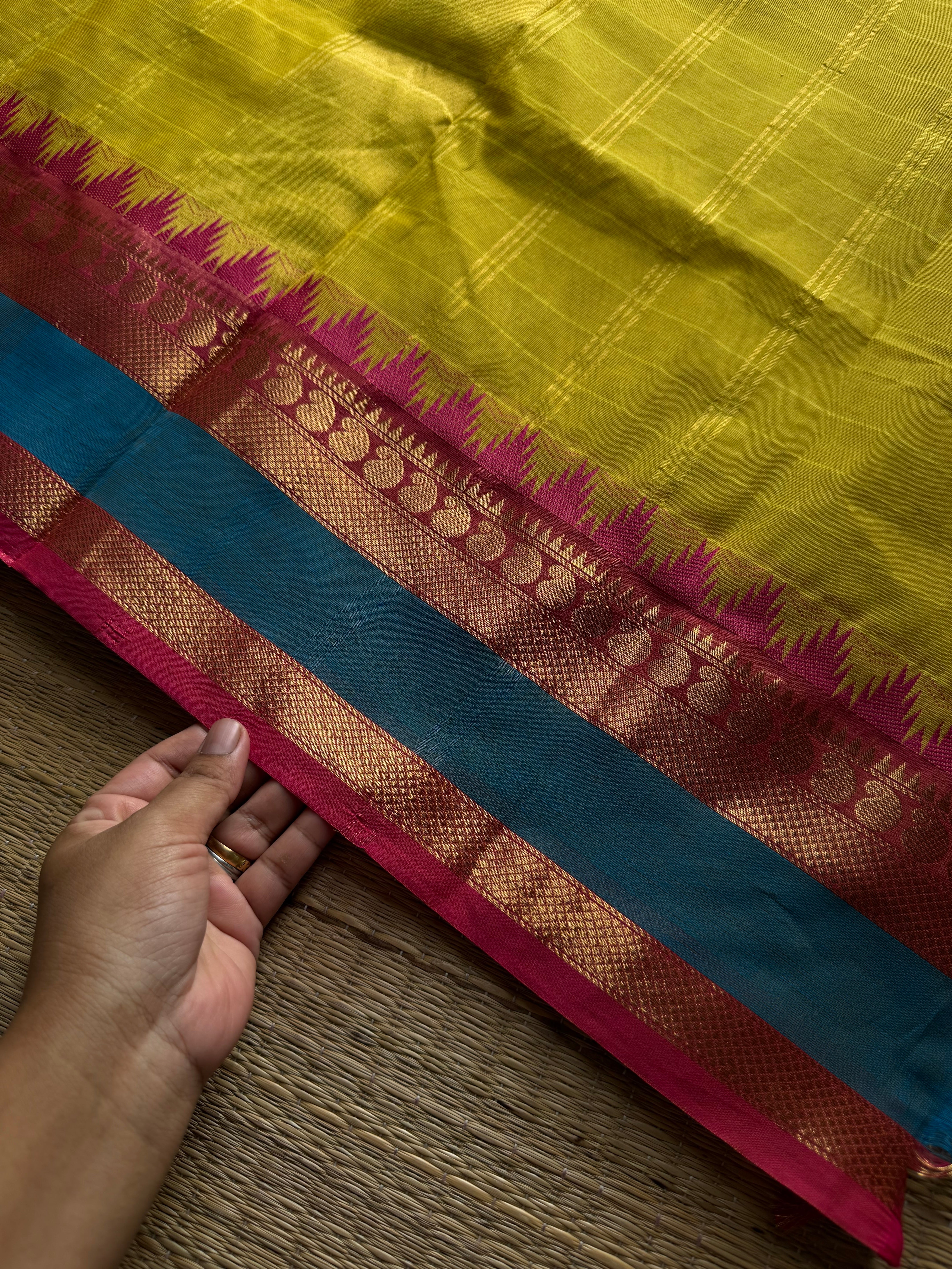 RF968 Yellow shade Kanchi cotton saree