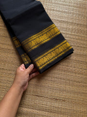RF1348 Black ~ Kanchi Cotton Saree with gap border