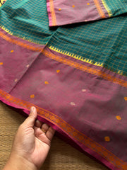 RF1238 Teal green ~ Vintage Kattam Kanchi Cotton Saree