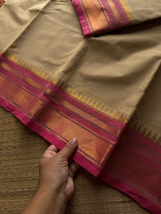 RF1430 Cream with pink Kanchi cotton saree
