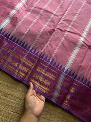 RF1257 Pastel baby pink ~ Kanchi cotton saree with vertical stripped lines pattern