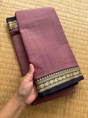 RF142 Dual tone pink Shade Mercerised Narayanpet cotton saree with small contrast brown shade mango border