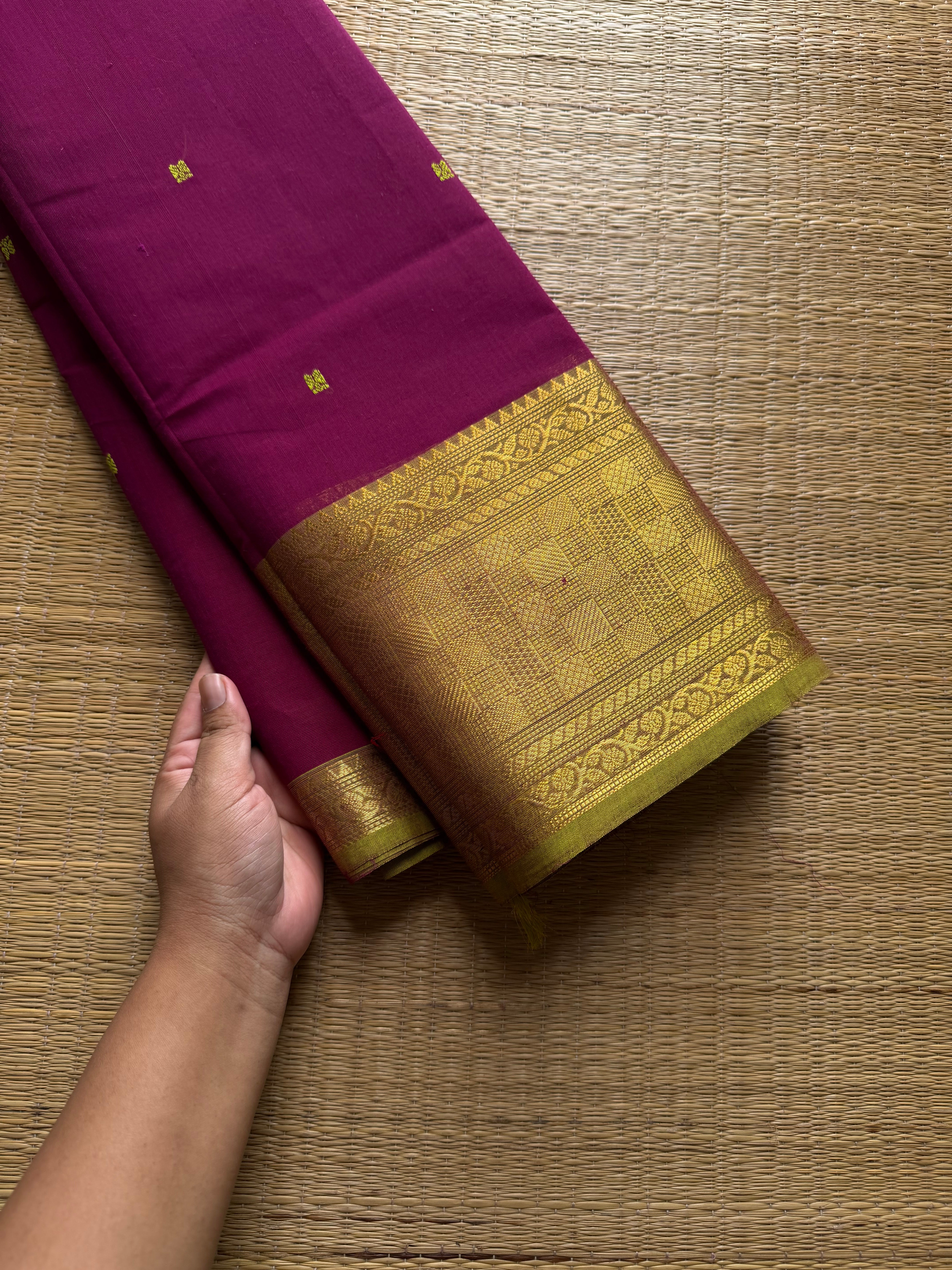 RF834 Silk saree inspired Kanchi cotton saree ~ Magenta Pink Shade