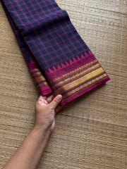 RF1259 Navy blue ~ Vintage Kattam Kanchi Cotton saree