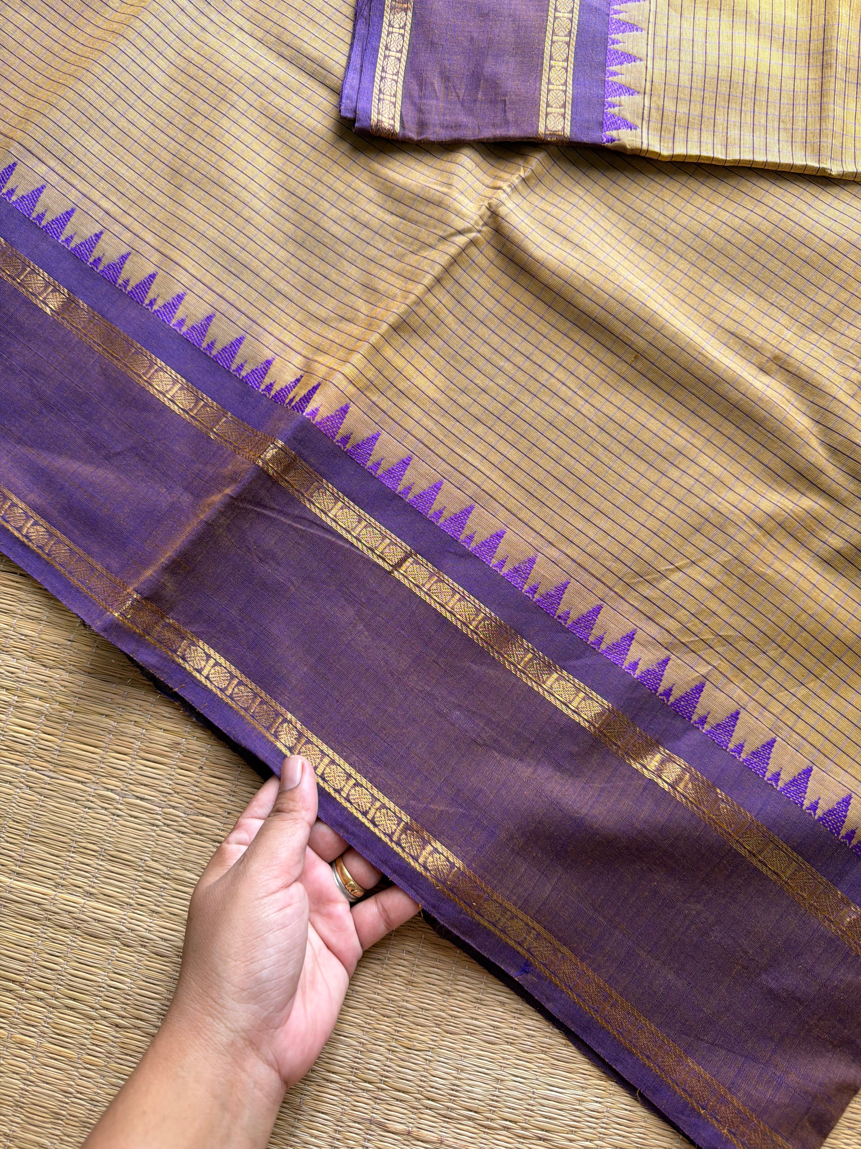 RF1056 Beige shade ~ Vintage Kattam Kanchi Cotton Saree