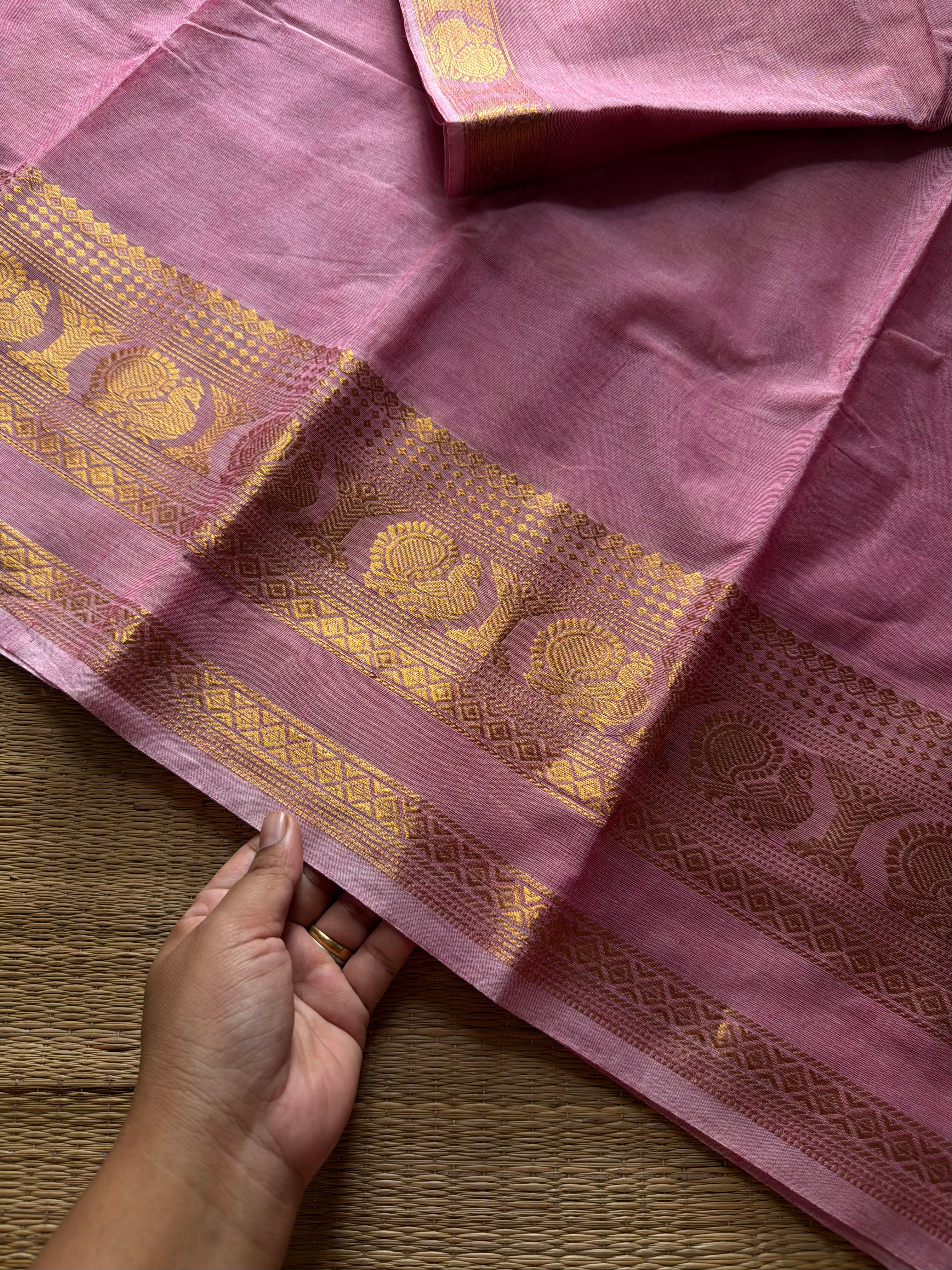 RF1373 Monotone Pastel Pink ~ Kanchi Cotton Saree