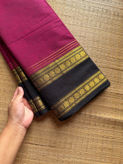 RF1177 Magenta pink shade with black combination Kanchi cotton saree ~ Silk saree inspired