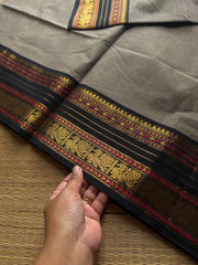 RF937 Grey with black ~ Silk saree inspired Kanchi cotton saree