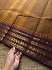 RF766 Honey shade with brown combination Kanchi cotton saree