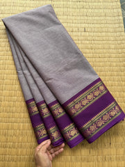 RF146 Dual tone grey with contrast purple shade Kanchi cotton saree
