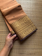 RF1013 Beige shade ~ Kanchi cotton saree with handmade thread buttas
