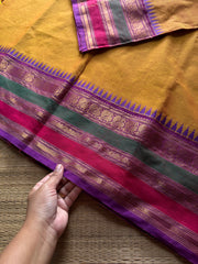 RF1287 Mustard yellow ~ Silk saree inspired Kanchi cotton saree