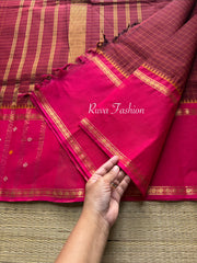 RF31 Maroon with dark pink Vintage Style Border with checks pattern & handwoven Buttas on the border - RF29