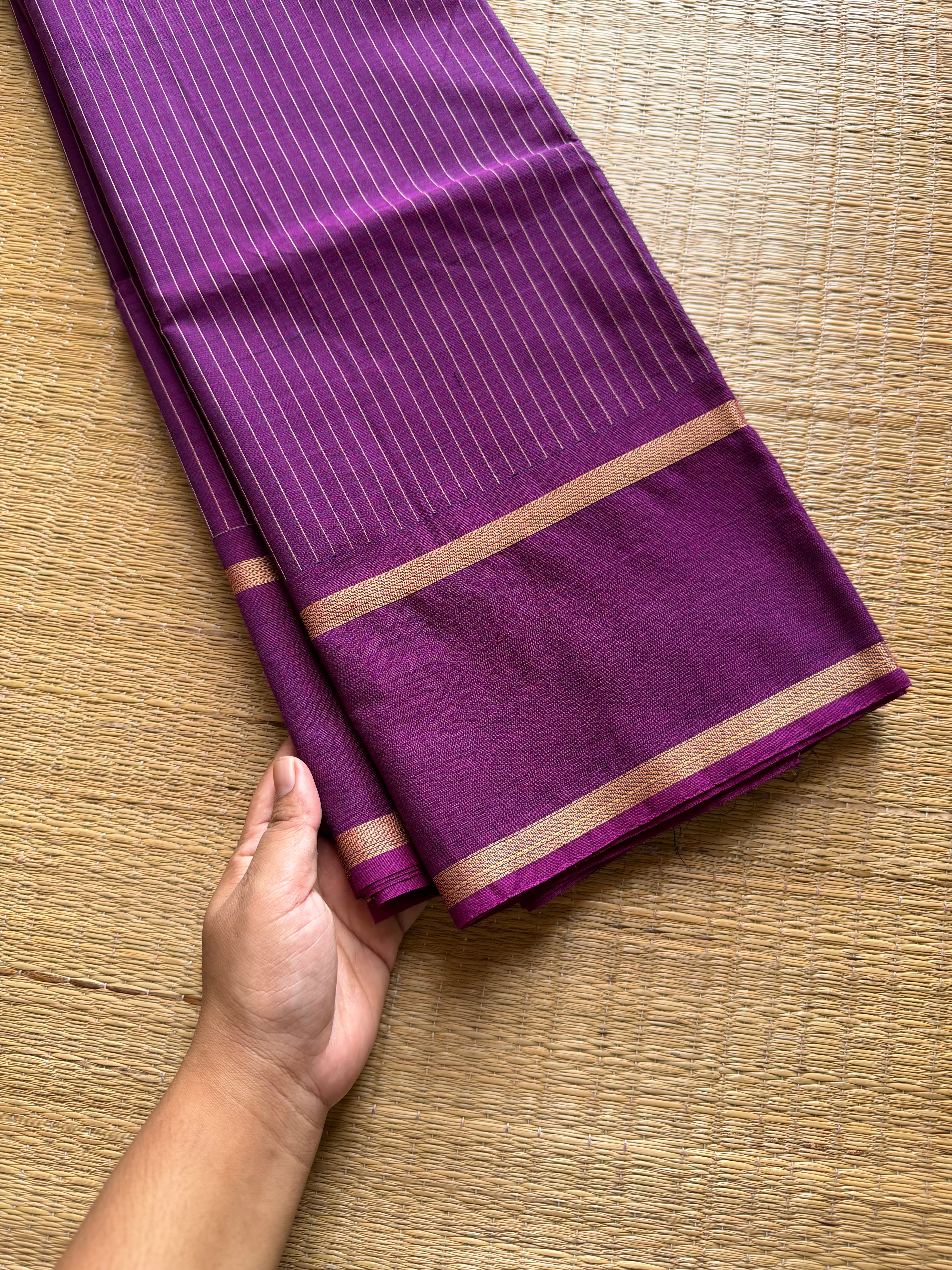 RF652 Purple shade thread border Kanchi cotton saree
