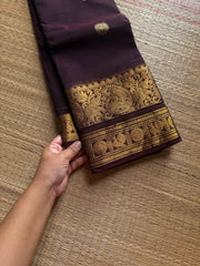 RF1359 Rich Pallu Kanchi Cotton Sares ~ Monotone Coffee Brown