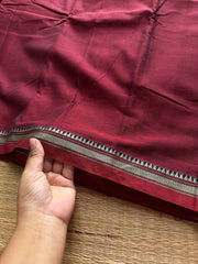RF379 Maroon shade Narayanpet Mercerised Cotton Saree with small border
