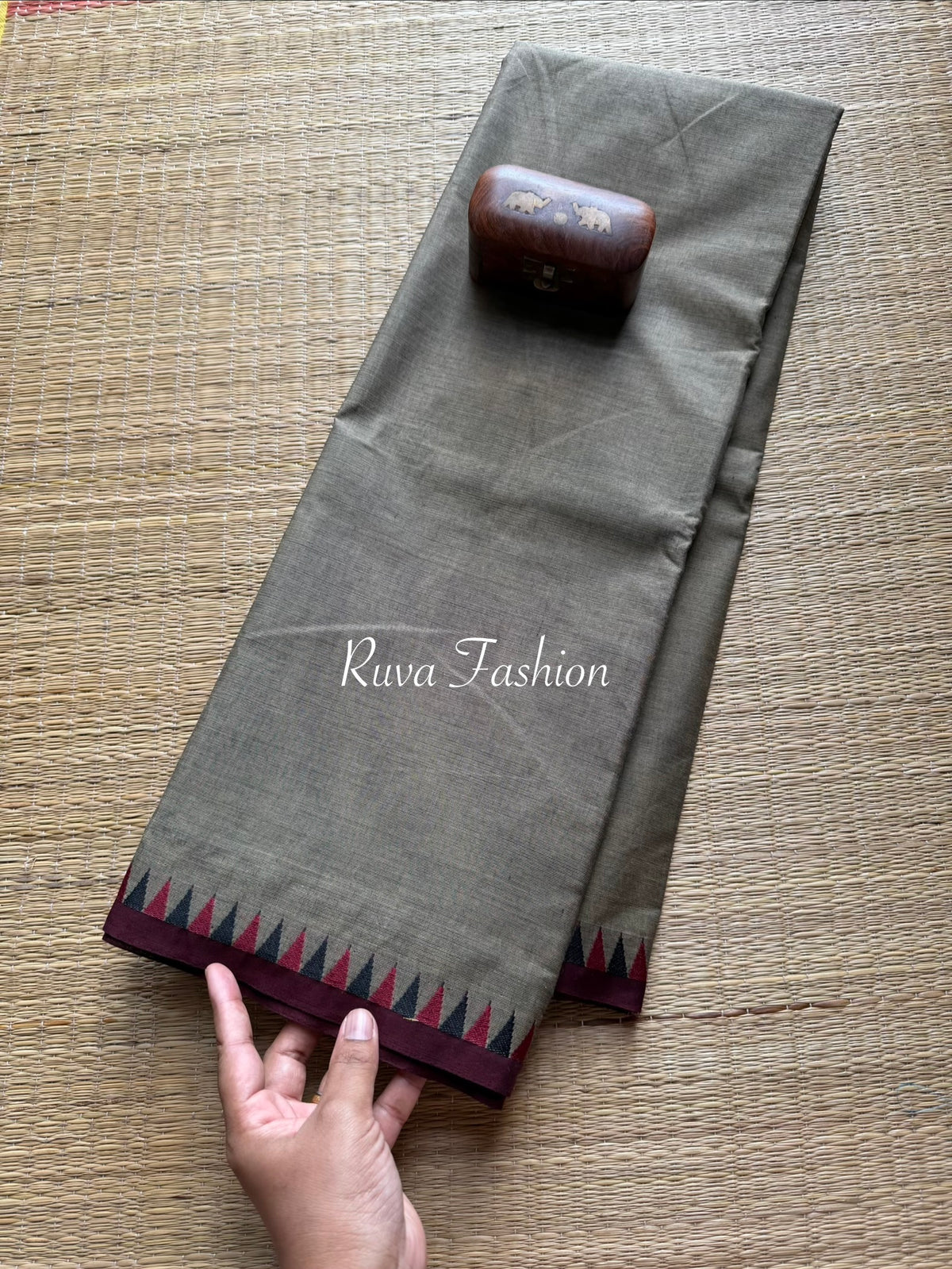 RF4 Grey Soft Kanchi Cotton Saree With Small thread border - RF4