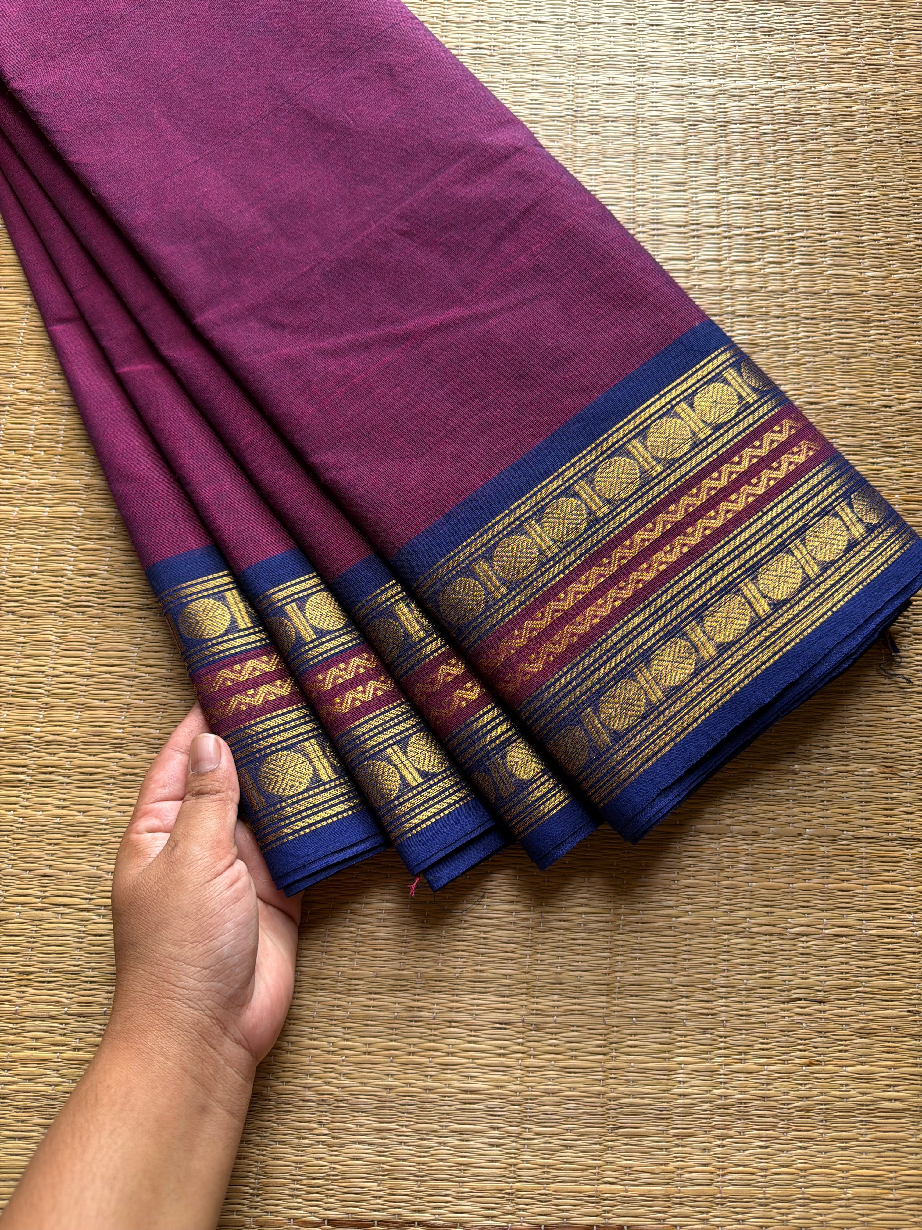 RF691 Dark magenta pink ~ Silk Saree Inspired Kanchi Cotton saree