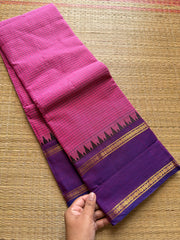 RF236 Pink & Purple combination vintage border Podi Kattam Kanchi cotton saree
