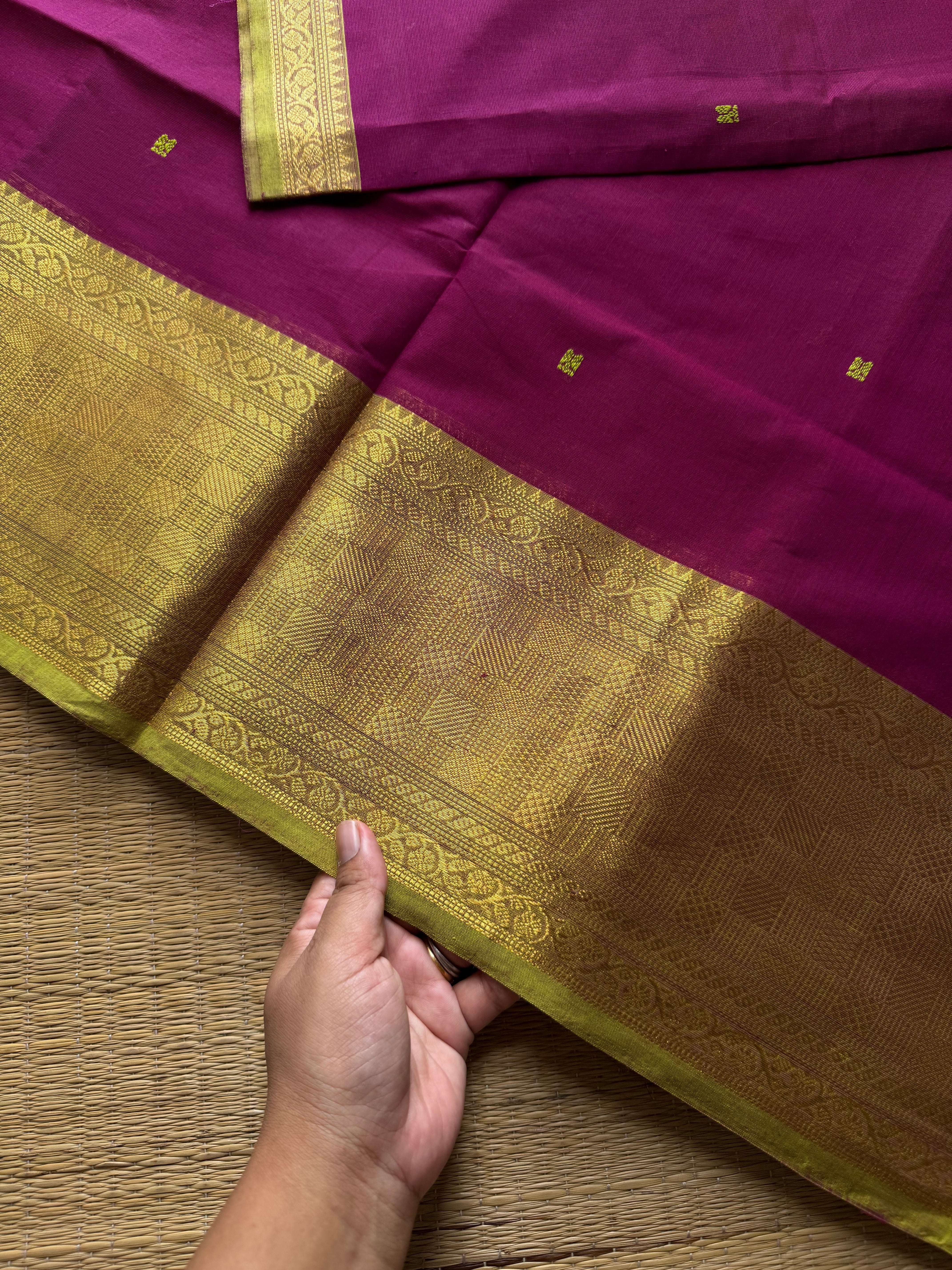 RF834 Silk saree inspired Kanchi cotton saree ~ Magenta Pink Shade