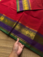 RF1230 Chilli red Kanchi cotton saree ~ Silk saree inspired