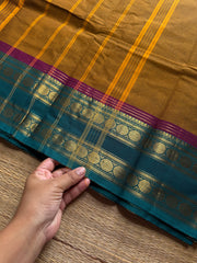 RF1245 Mustard with green combination Kanchi cotton saree