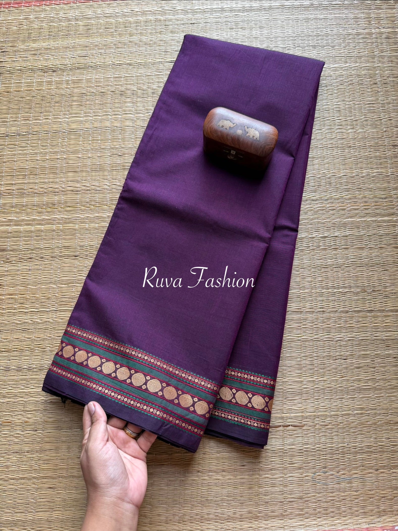 RF8 Purple Shade Soft Kanchi Cotton Saree with small thread border - RF8