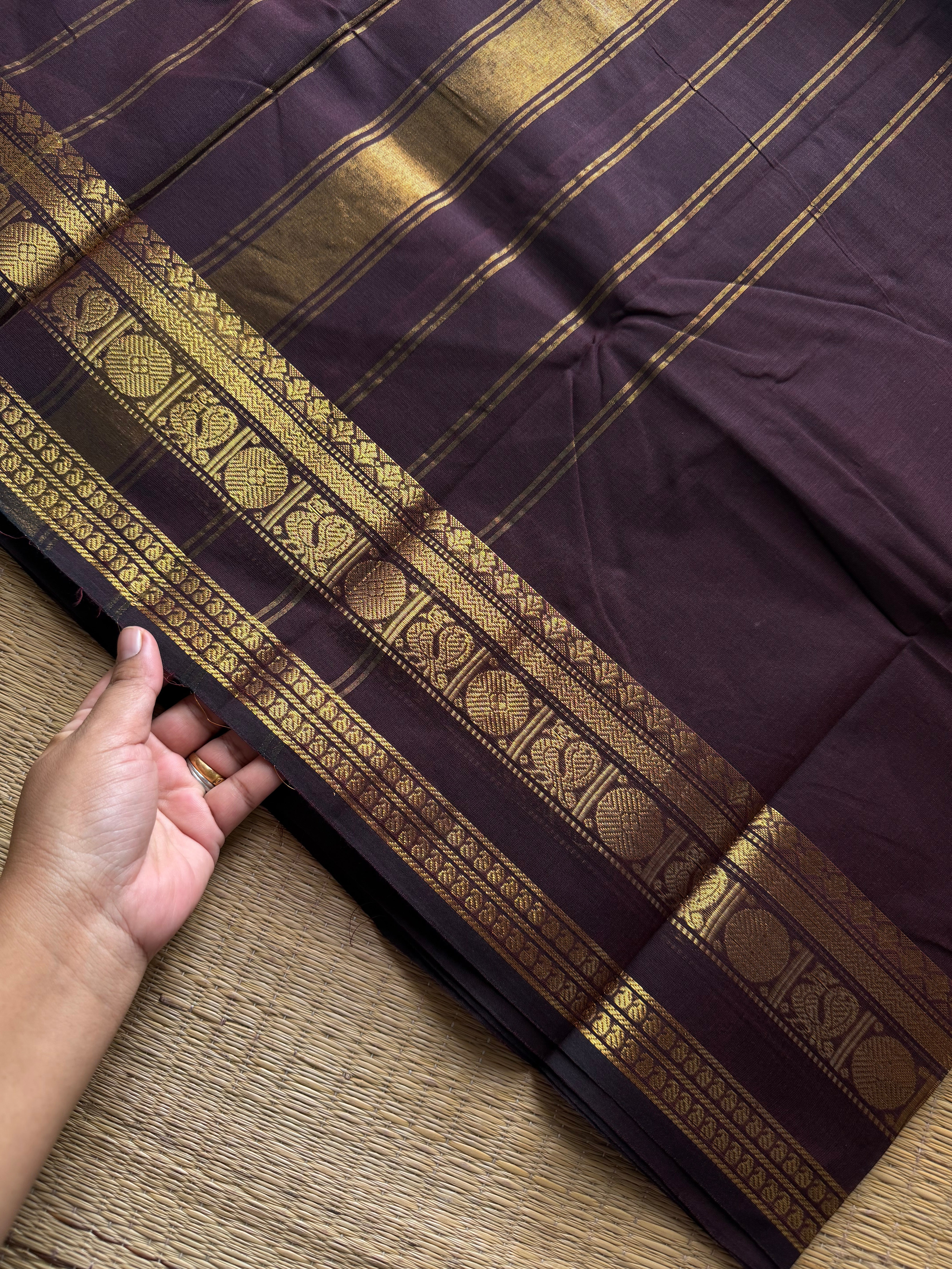 RF1152 Monotone coffee brown Kanchi cotton saree