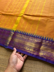 RF704 Mango shade with violet  ~ Medium Size Border Kanchi Cotton Saree