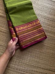 RF1298 Dual tone parrot green shade Kanchi Cotton Saree ~ Silk Saree Inspired