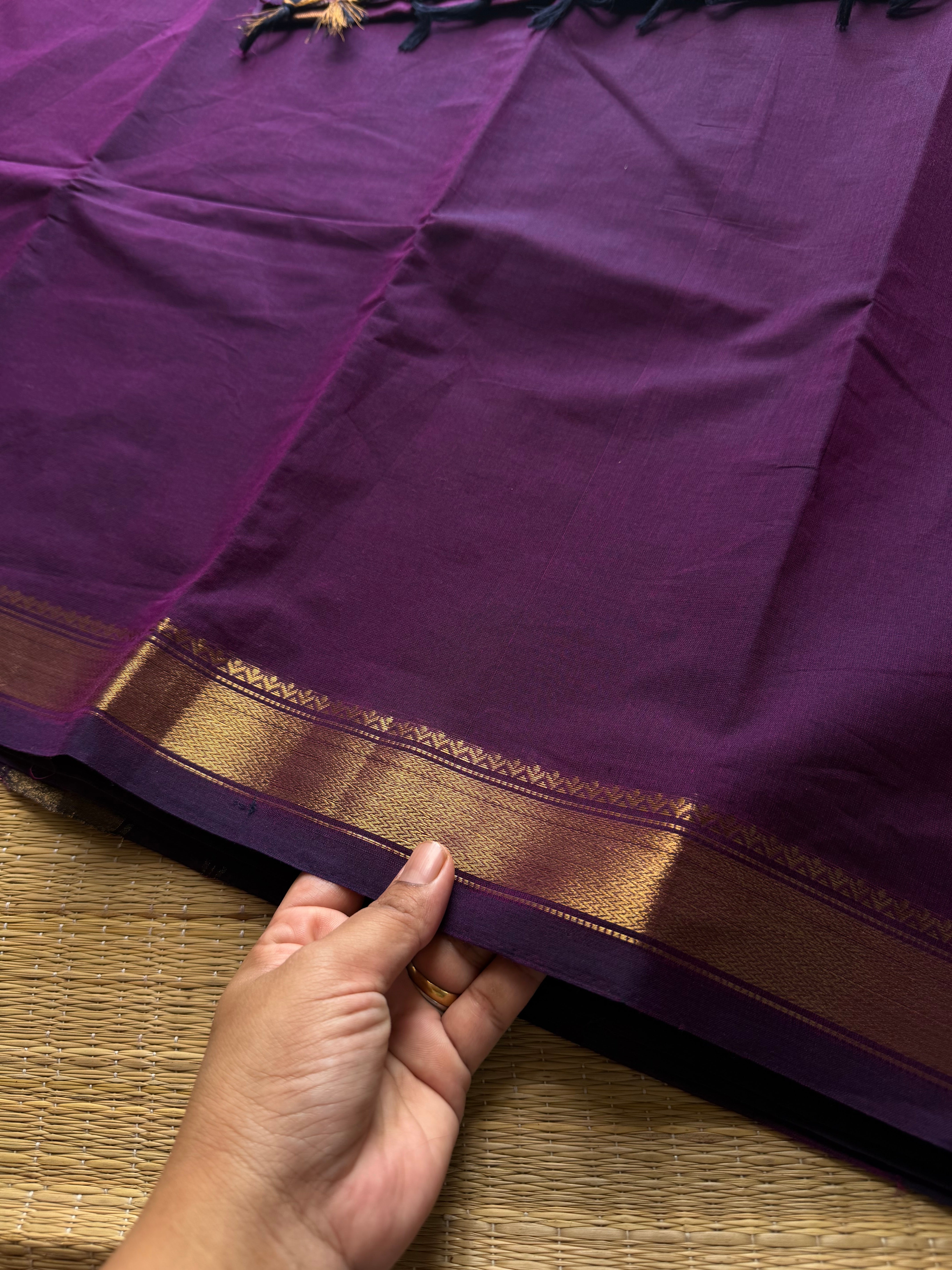 Monotone Purple Shade small border Kanchi cotton saree
