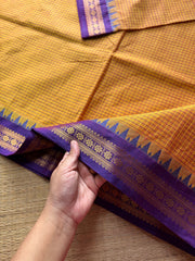 RF510 Premium small border vintage  Podikattam Kanchi cotton saree with dark mango & purple shade