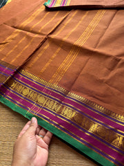 RF689 Silk Saree Inspired Kanchi Cotton saree ~ Honey shade