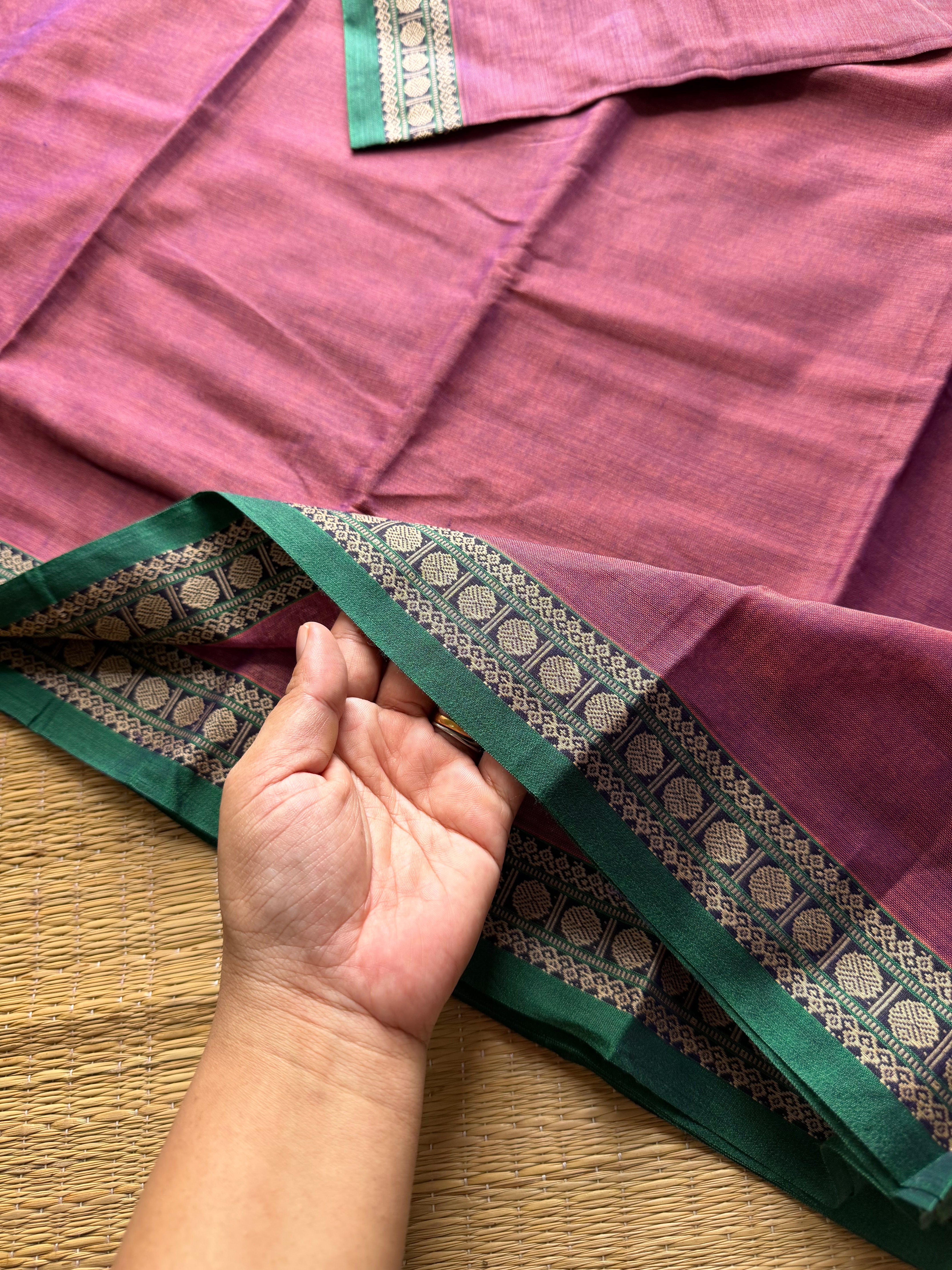 RF446 Dual shade onion pink shade Mercerised Narayanpet cotton saree
